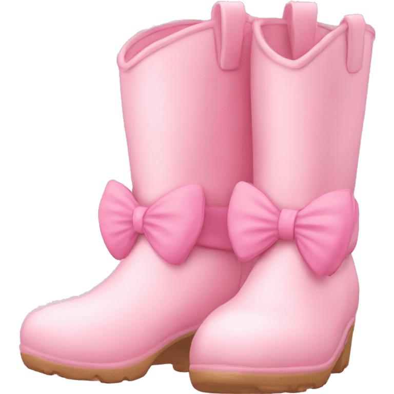 pastel pink boots with pink bow emoji