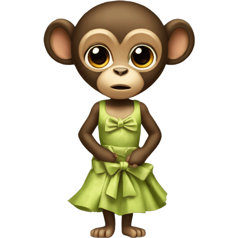 A monkey with a bow and a dress emoji