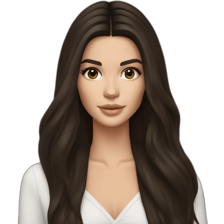 brunette Kendall Jenner with long hair with iPad emoji