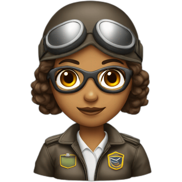 young brown female Boing pilot with sunglasses emoji