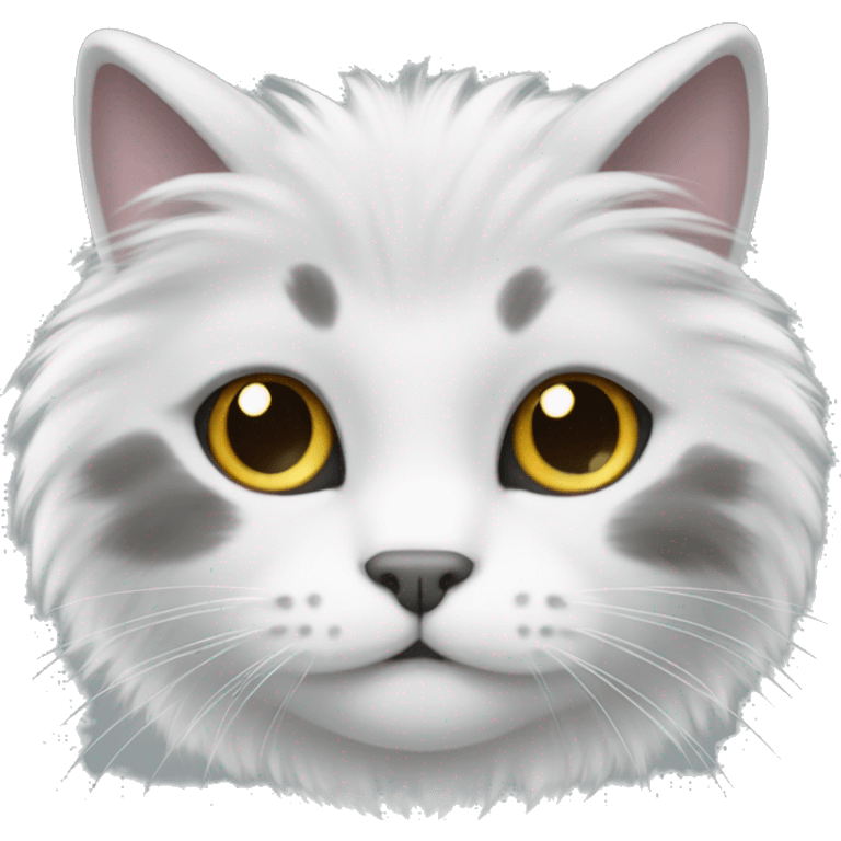 White and grey fluffy cat  emoji