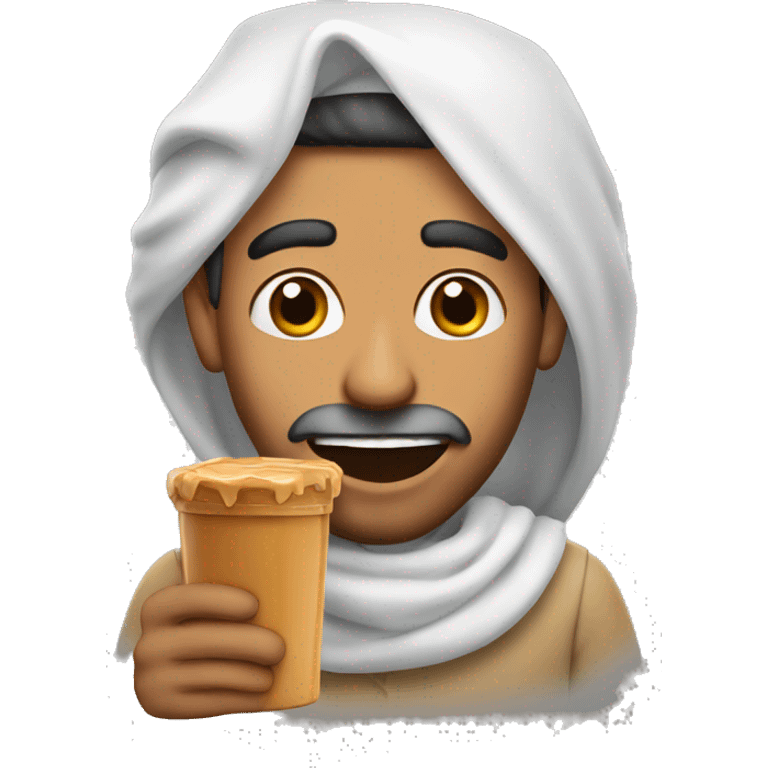 Arab man with mouth full of peanut butter emoji