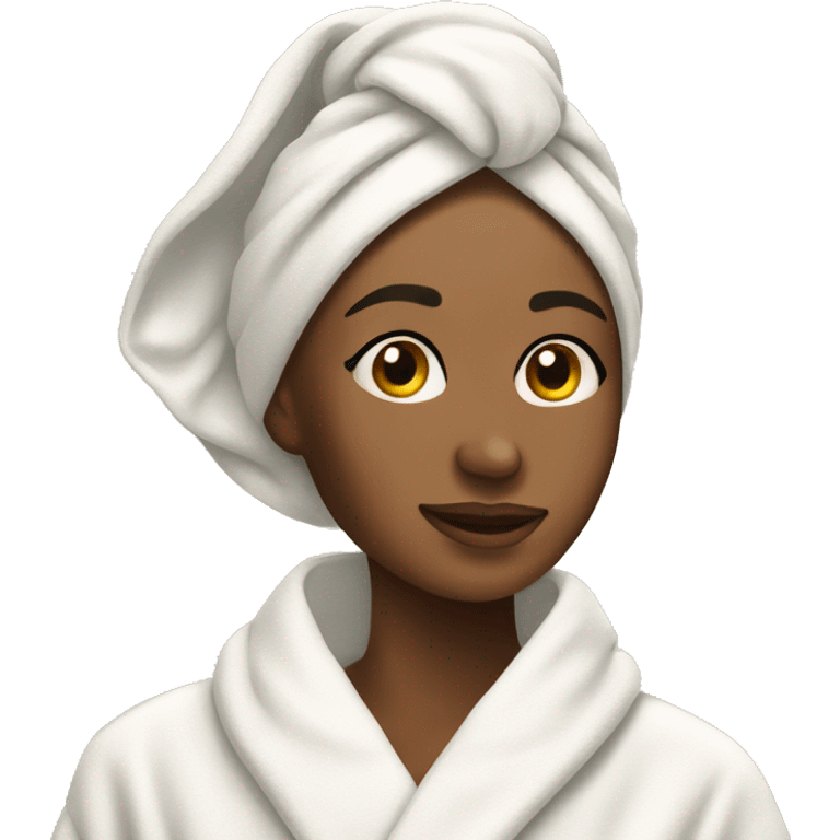 skin care on a woman’s face and she has a towel on her head and a robe on  emoji