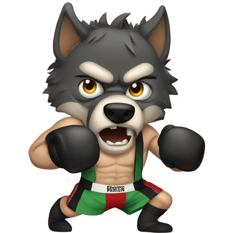 Ferocious wolf boxer  emoji