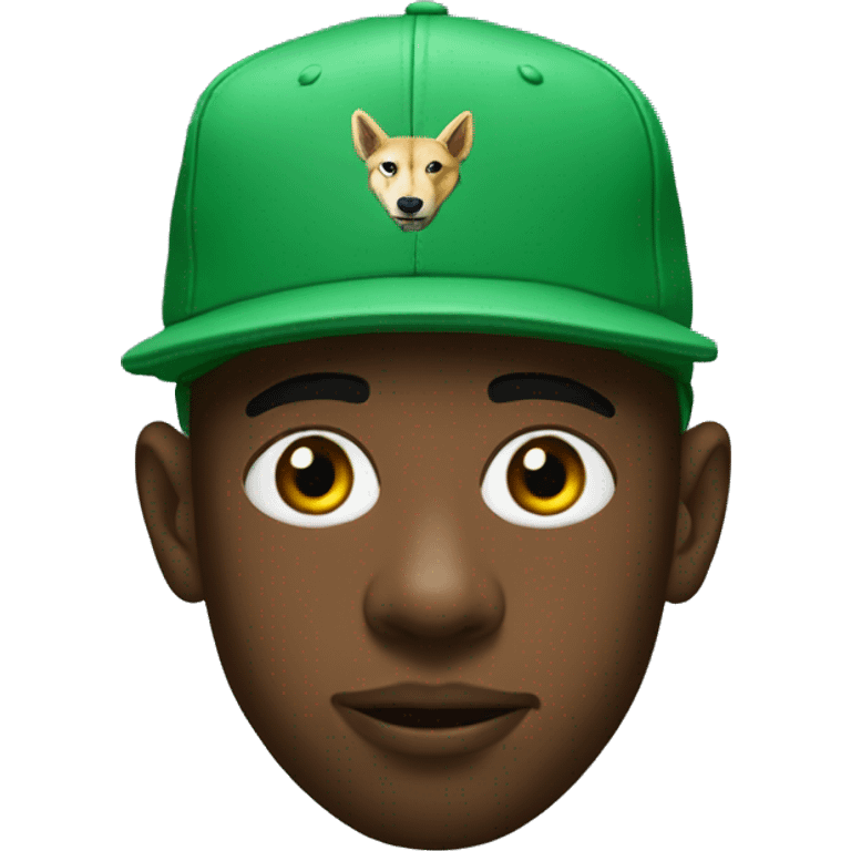 tyler the creator in green cap with text WOLF emoji