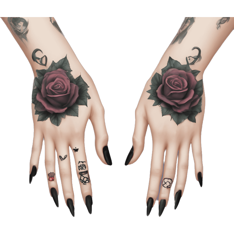 Feminine arm, black fingernails and gothic tattoos  emoji