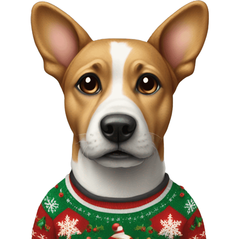 Dog wearing Christmas sweater emoji