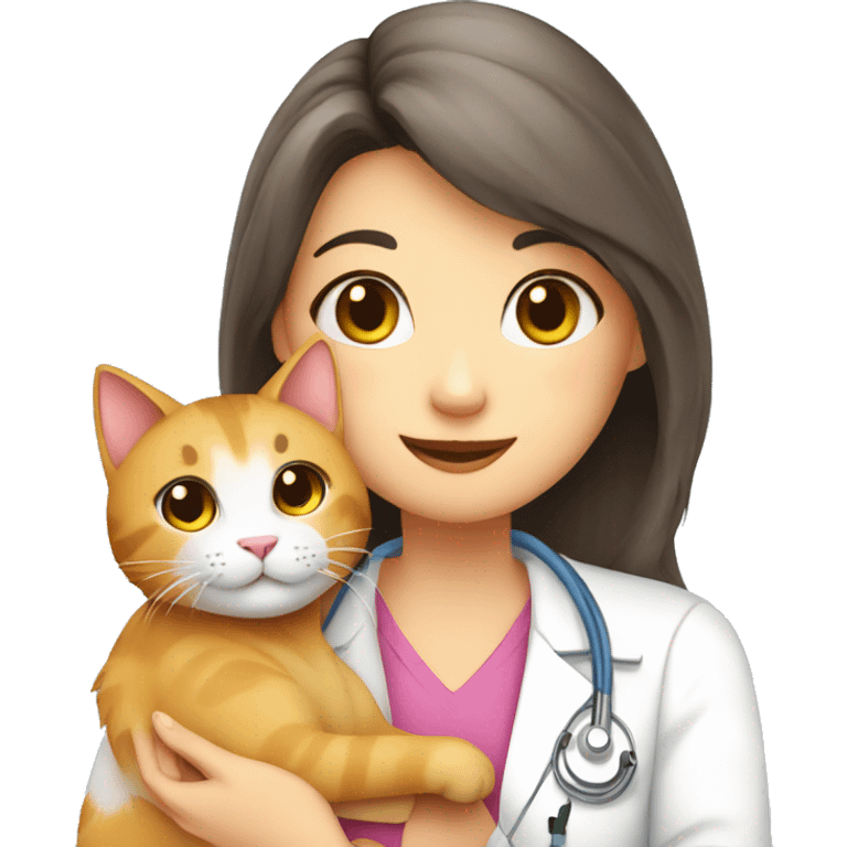 cat cuddles veterinarian girl emoji