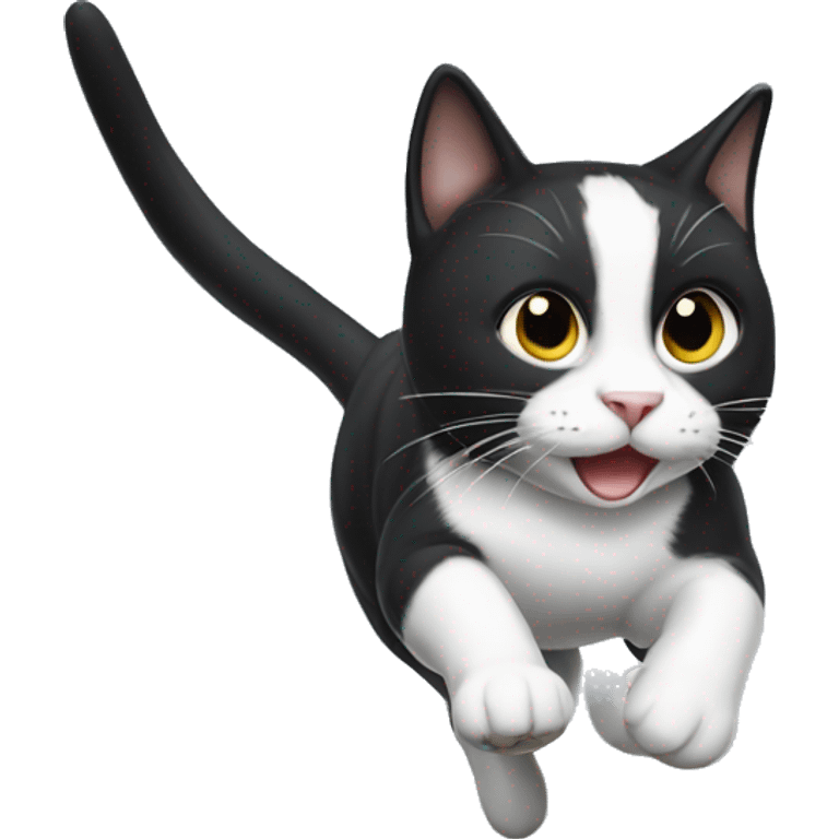 Tuxedo cat racing emoji