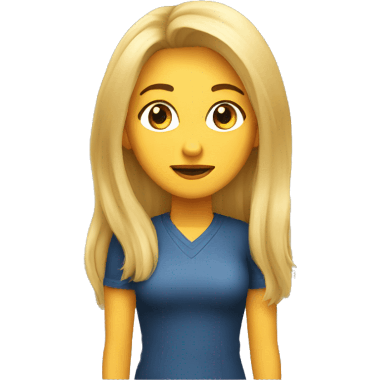 mujer con pelo rubio medio largo con anteojos  emoji