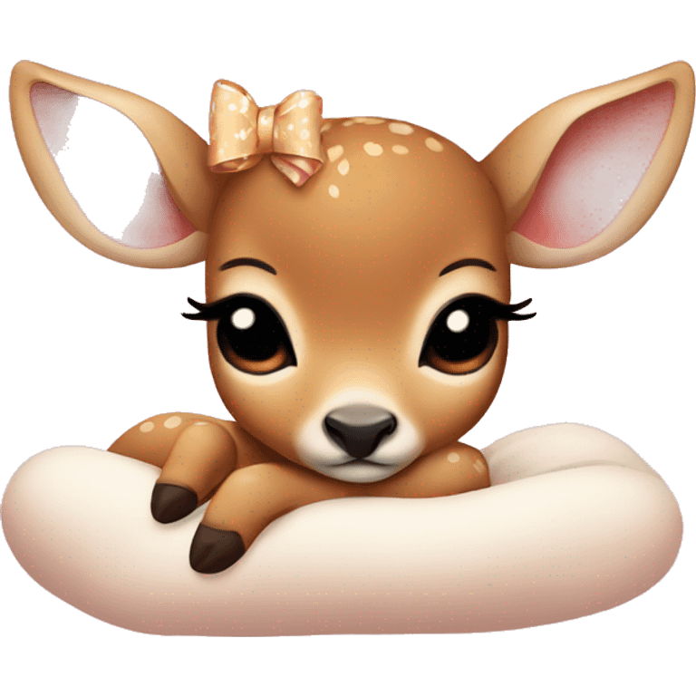 Baby deer with bows sleeping  emoji