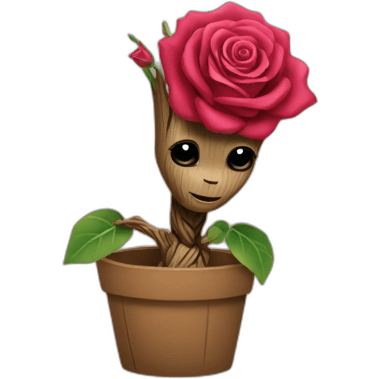 Groot qui tient une rose emoji