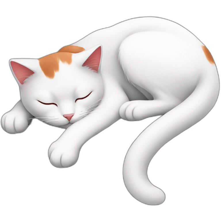 White red black cat sleeping on roof emoji