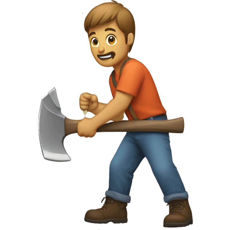 man CUTTING TREE WITH AXE emoji