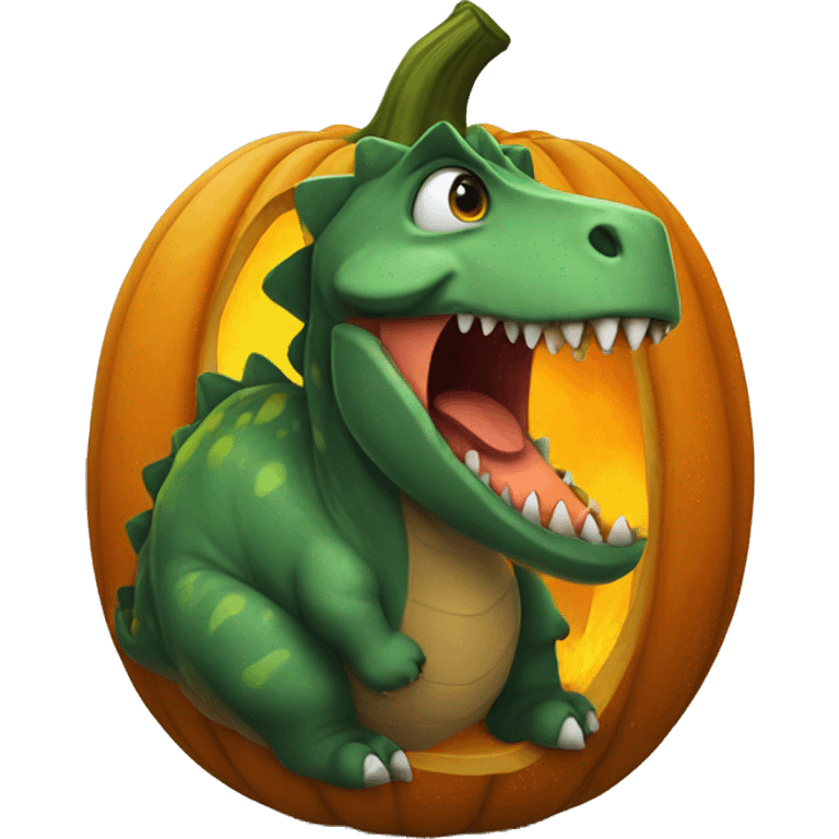 Dinosaur inside pumpkin  emoji