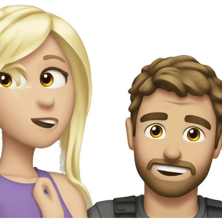 White blond boyfriend Ladung in Bad kuddling with brunette grilfriend emoji