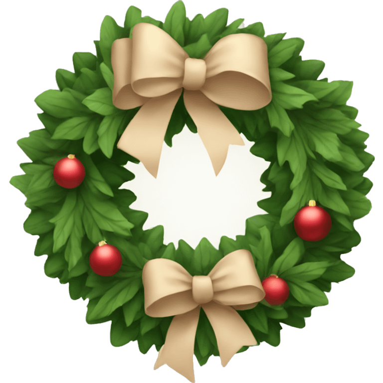 Christmas wreath with beige bows emoji