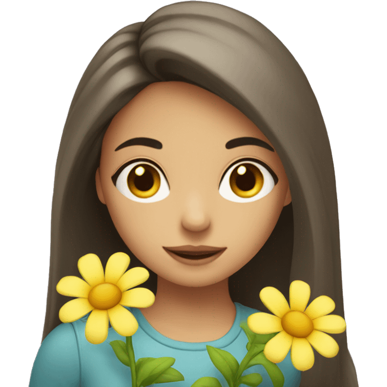 A girl fair with a flower emoji