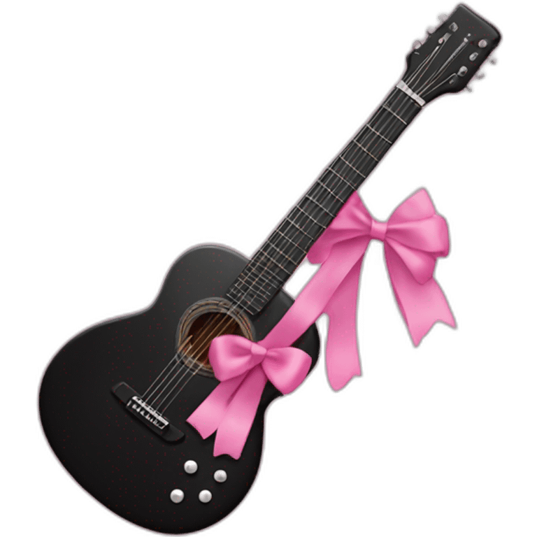 Black guitar with a thin coquette pink bow  emoji