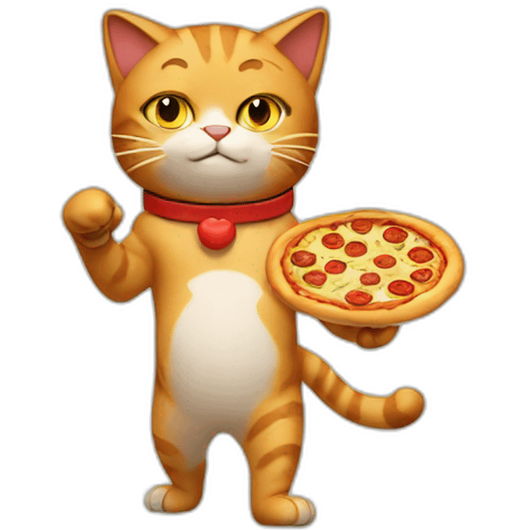 boxing cat with pizza emoji