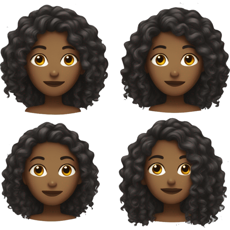 Black woman long curly hair emoji