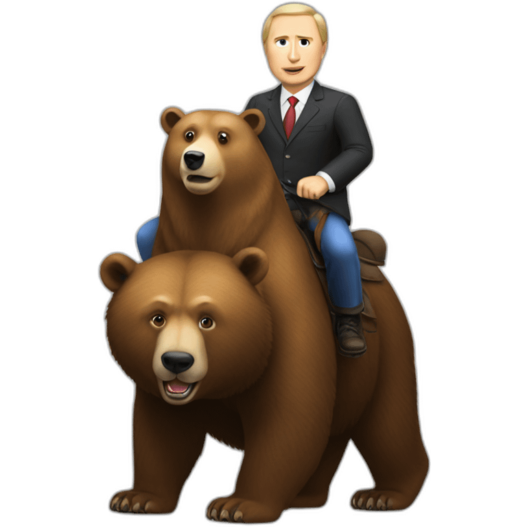 Shortless Vladimir Poutine rides a bear emoji