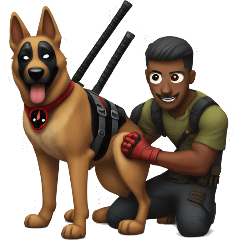 Deadpool with a German shepherd  emoji