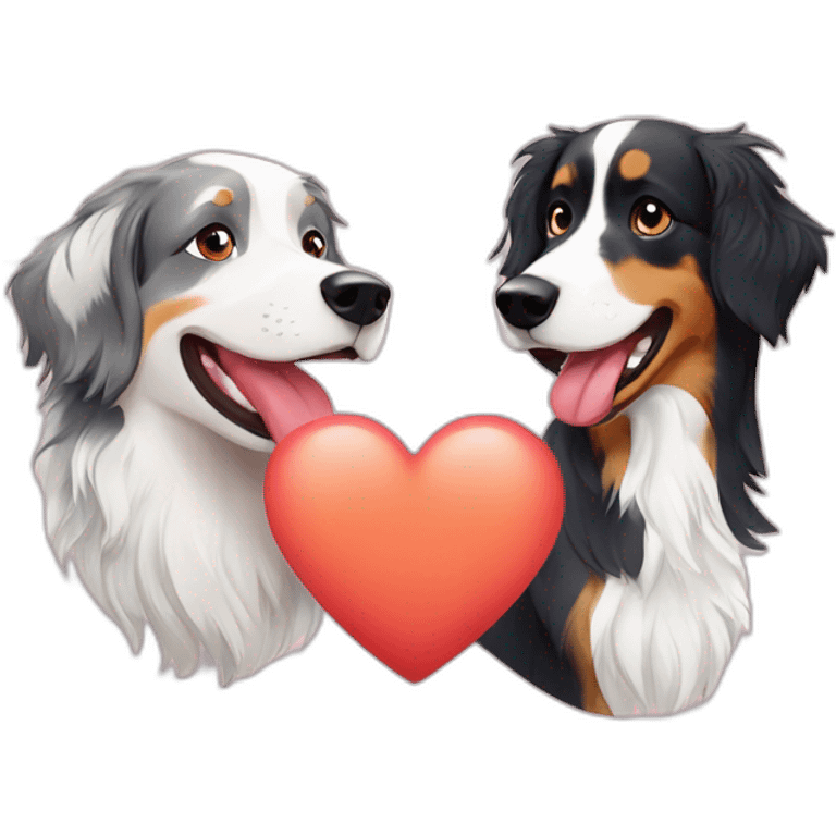 Australian Shepherd and english Setter in love emoji