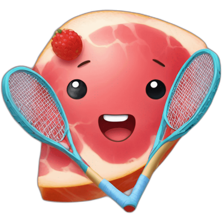 Kawaii jamon with tennis racket emoji