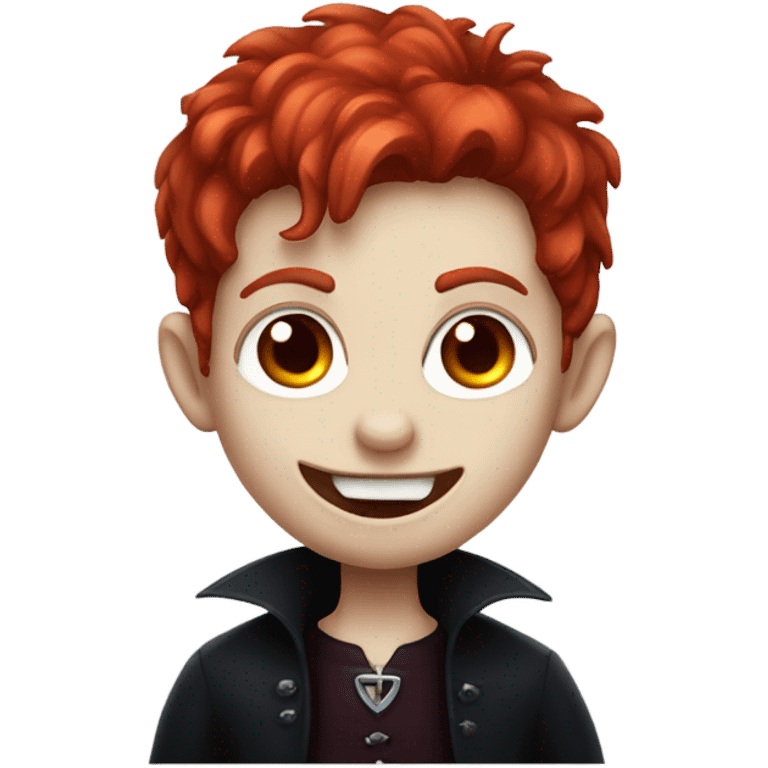 vampire boy with red hair, fangs and fair skin emoji