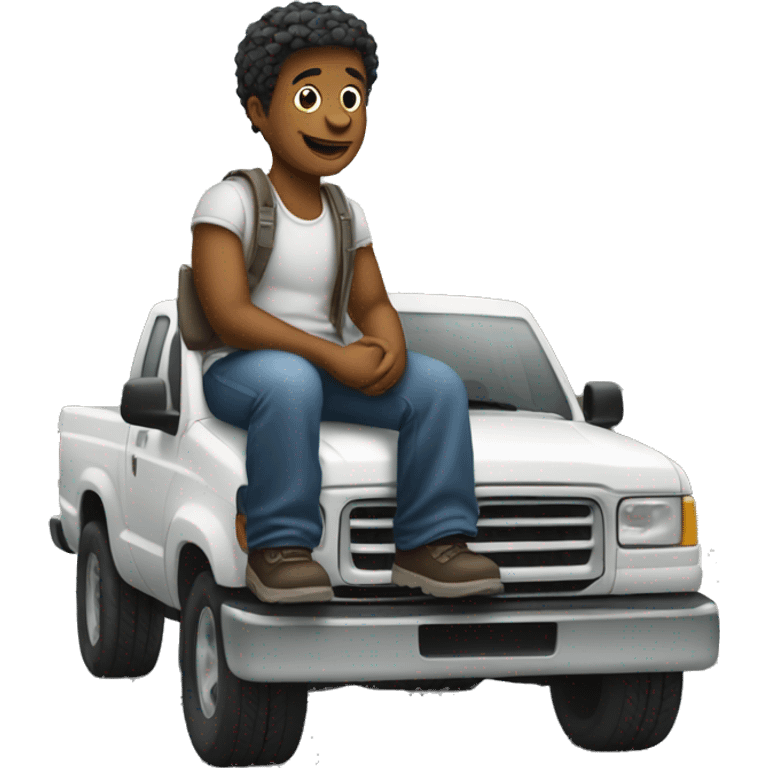 the man sits on truck emoji