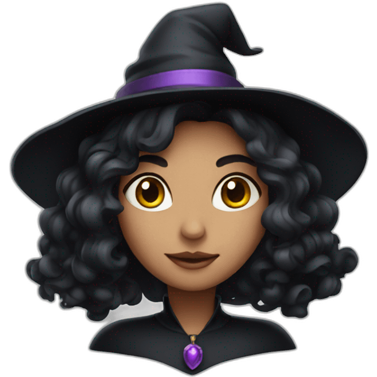 A pretty witch with dark hear emoji