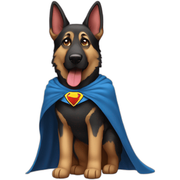 German Shepherd in superhero cape emoji