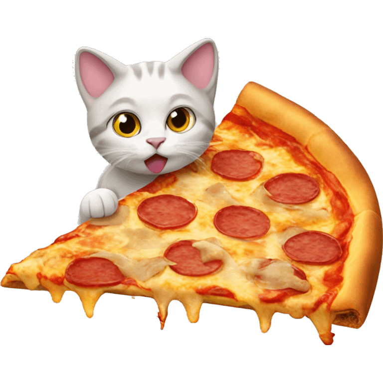 Cat eating pizza emoji