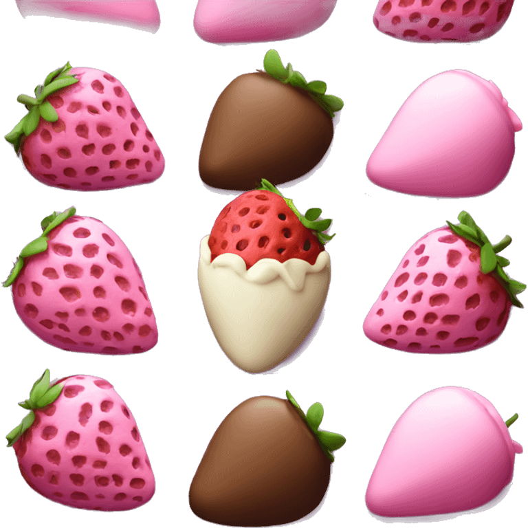 Pink chocolate-covered strawberries dessert in the gift box  emoji