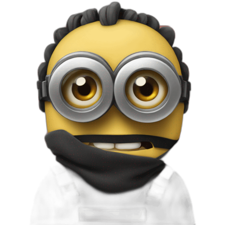 Minion with black cloth with three red stripes on his face emoji