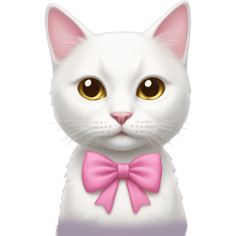 White cat with pink bow  emoji