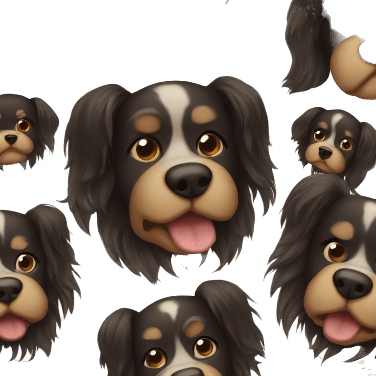 Dark brown and black long hair dog  emoji