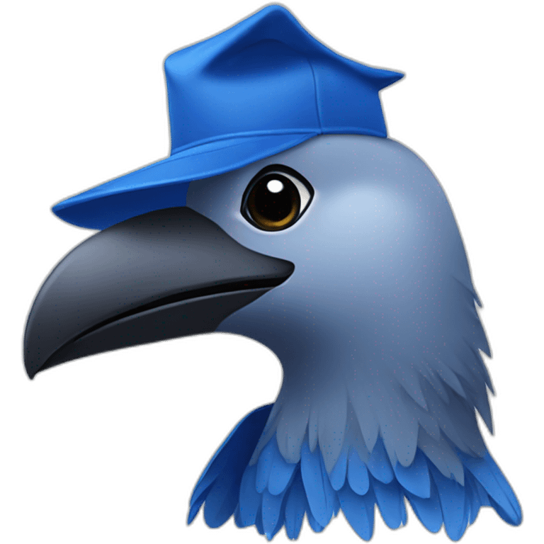 Blue Crow with alumni hat and ball emoji