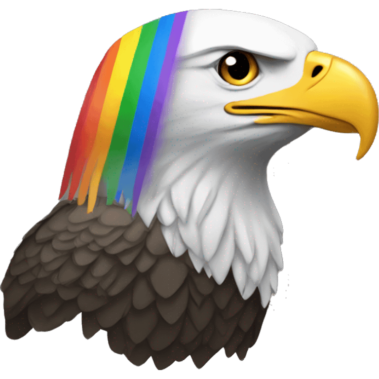 bald eagle with rainbow (pride flag) colors instead of normal colors emoji