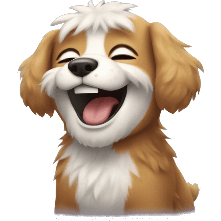 A fluffy dog laughing emoji