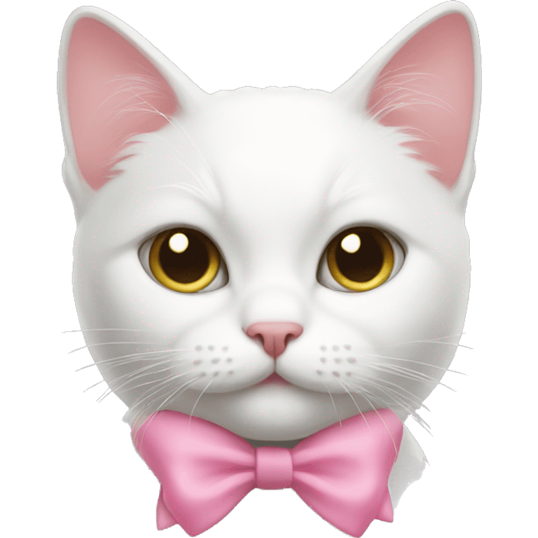 White cat with pink bow emoji