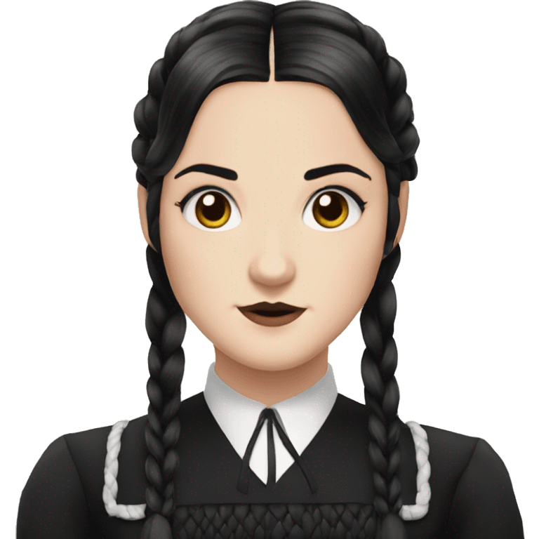 wednesday addams with bangs and long hair which is braided emoji