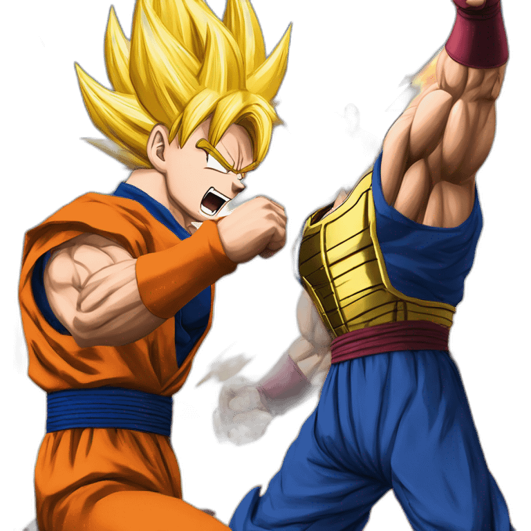 Goku and Vegeta engaged in an epic battle emoji