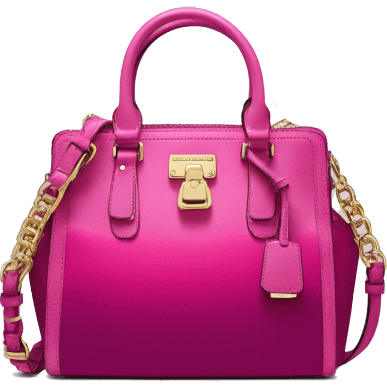 Realistic isolated magenta ombre Michael kors satchel purse.  emoji