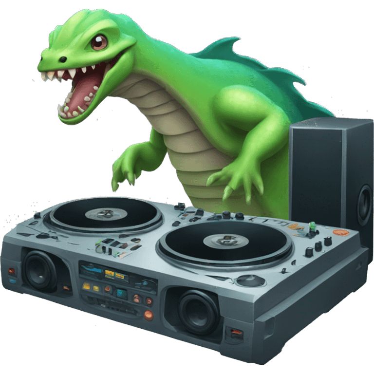 ocean monster using disk jockey emoji