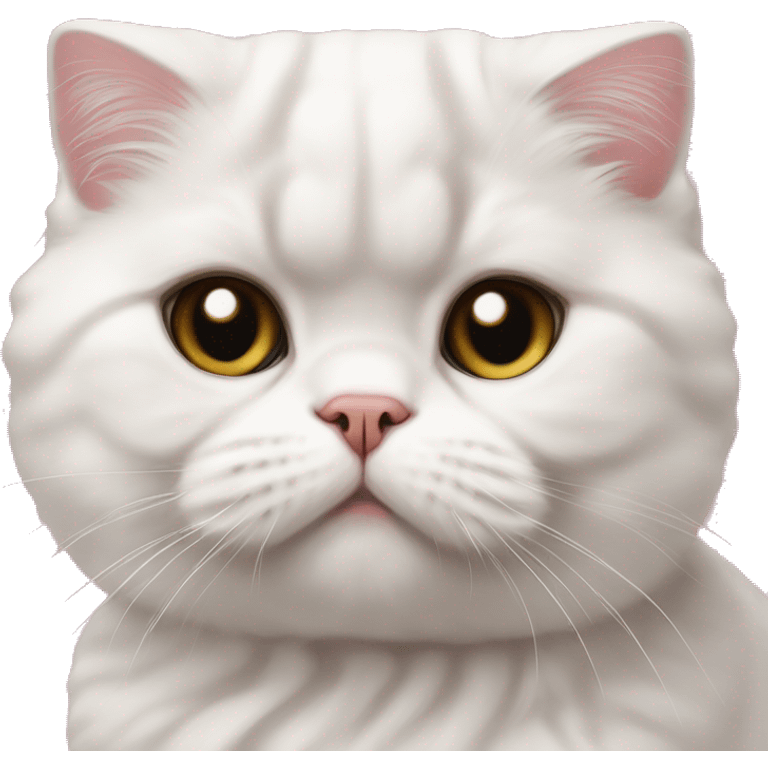 Scottish fold cat (white wool)  on pink blanket  emoji