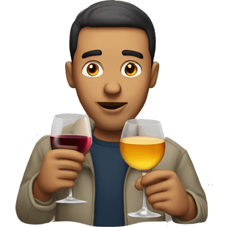 Guy drinking wines and cheese burg emoji