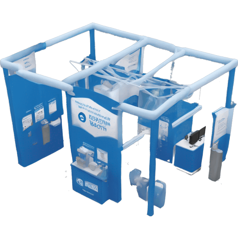 dialyzer tradeshow large booth in all blue emoji