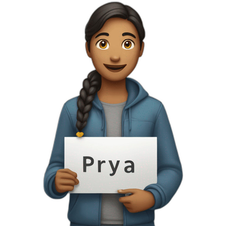 Person holding a sign that says “Happy Birthday Priya” emoji